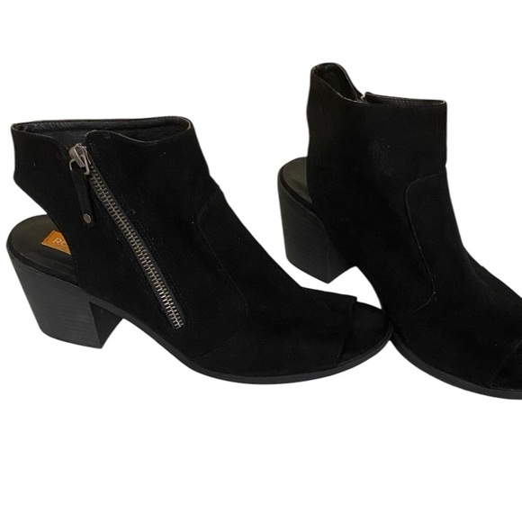 Black Suede Ankle Booties with Zipper - Picture 1 of 4